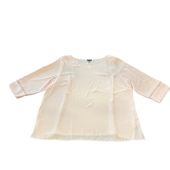 NWT Talbots Womens Pale Pink Blouse Top Cutouts Long Sleeved Zip Side size 3X - Picture 4 of 12